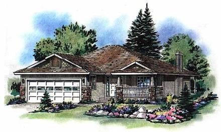 Bungalow Narrow Lot One-Story Traditional Elevation of Plan 98837