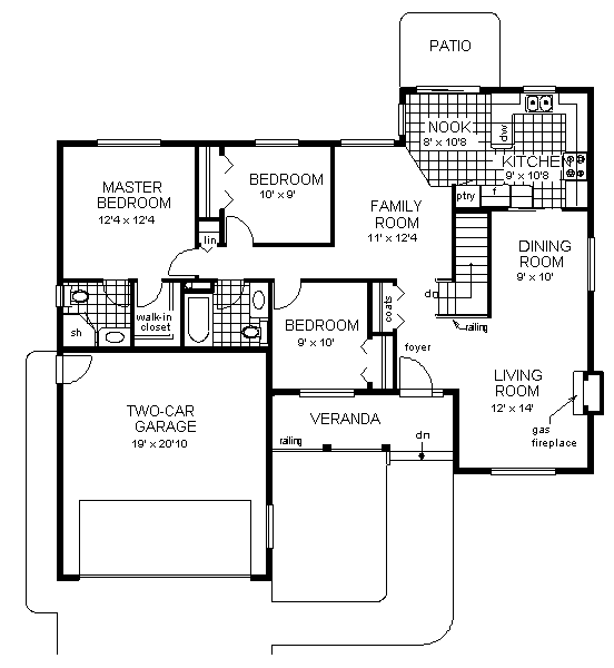 One-Story Ranch Level One of Plan 98840