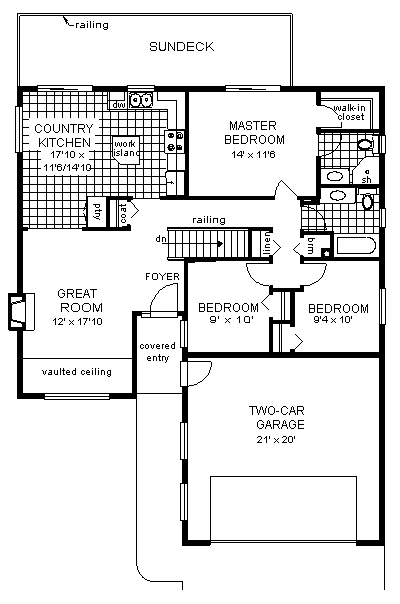 Narrow Lot One-Story Ranch Level One of Plan 98846