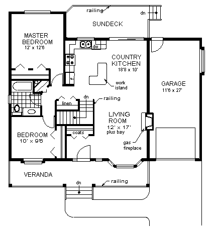 One-Story Ranch Level One of Plan 98847