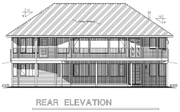 Ranch Rear Elevation of Plan 98852