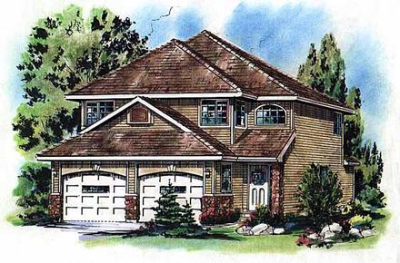 Contemporary Narrow Lot Elevation of Plan 98861