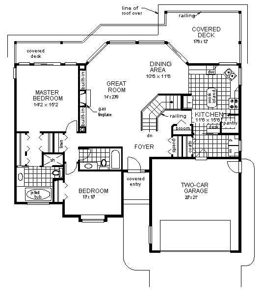 One-Story Ranch Level One of Plan 98862