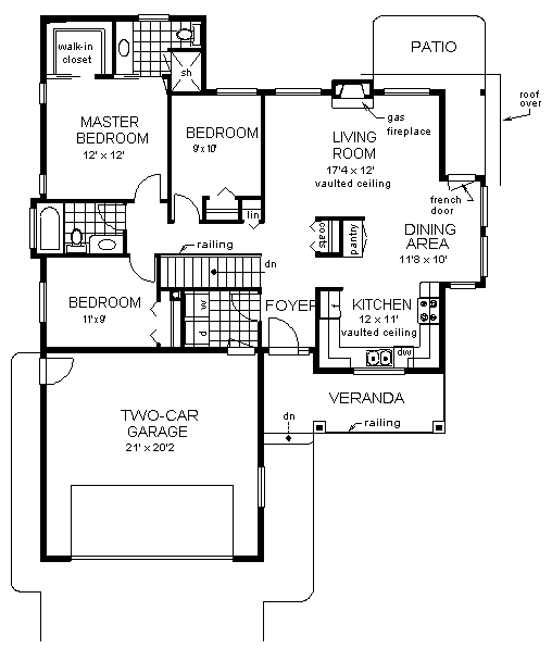 One-Story Ranch Level One of Plan 98863