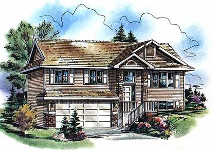 Contemporary Narrow Lot Elevation of Plan 98873