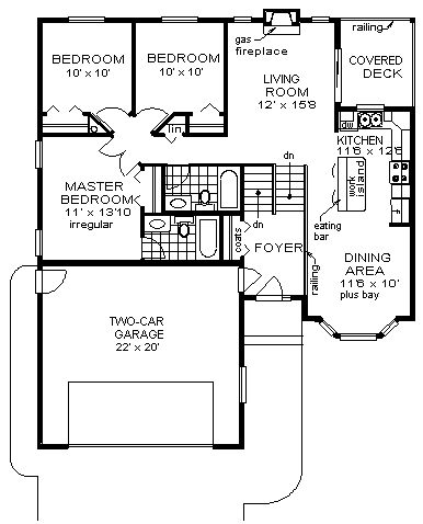 One-Story Traditional Level One of Plan 98874