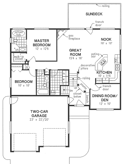 Craftsman One-Story Traditional Level One of Plan 98876