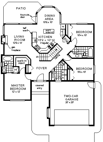 One-Story Ranch Level One of Plan 98878