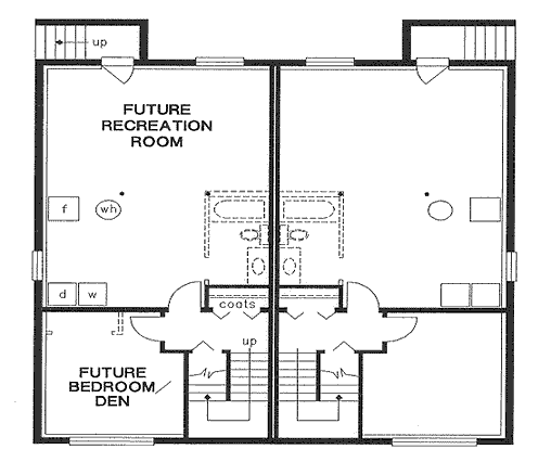 Narrow Lot One-Story Traditional Lower Level of Plan 98881