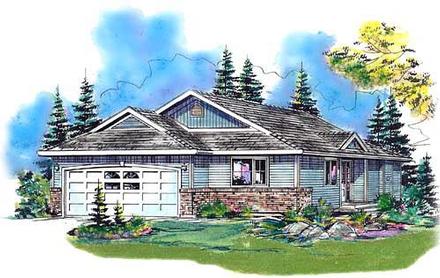 Contemporary Narrow Lot One-Story Elevation of Plan 98882