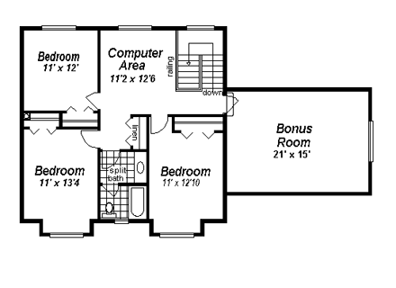 House Plan 98896 Second Level Plan