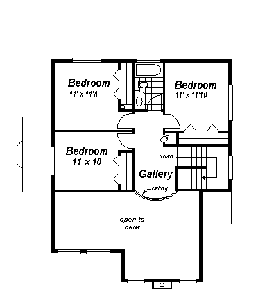 Bungalow Country European Farmhouse Narrow Lot Level Two of Plan 98899