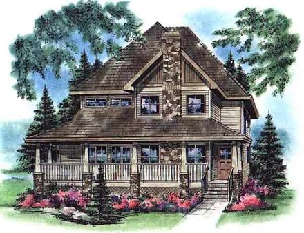 Bungalow Country European Farmhouse Narrow Lot Elevation of Plan 98899