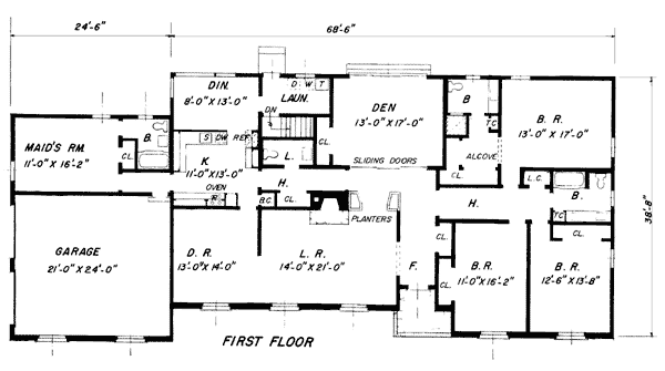 One-Story Ranch Level One of Plan 99003