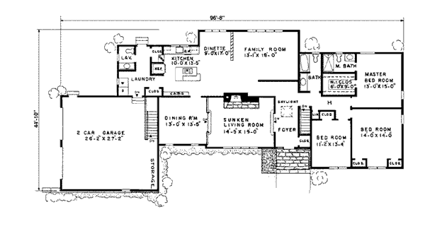 One-Story Ranch Level One of Plan 99008