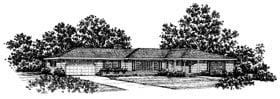 One-Story Ranch Southwest Elevation of Plan 99011