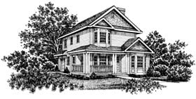 Bungalow Country Narrow Lot Southern Elevation of Plan 99012