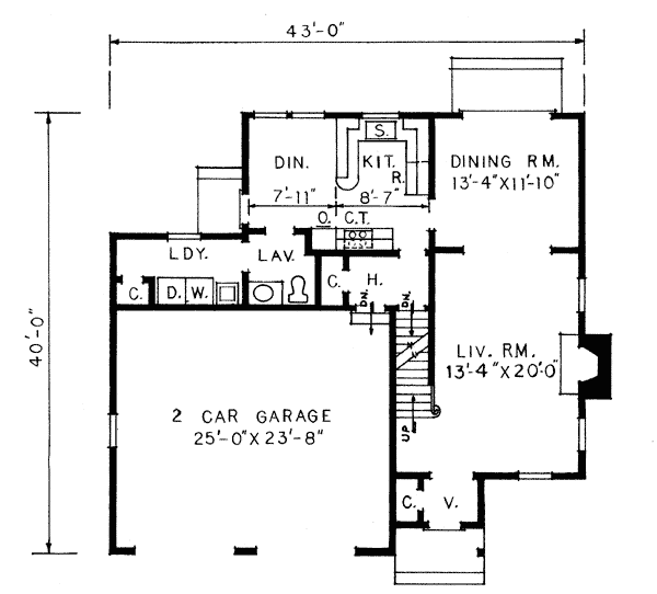 Bungalow Country Level One of Plan 99013