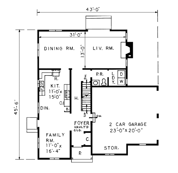 Bungalow Country Level One of Plan 99018