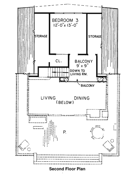 House Plan 99026 Second Level Plan