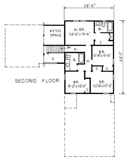 House Plan 99027 Second Level Plan