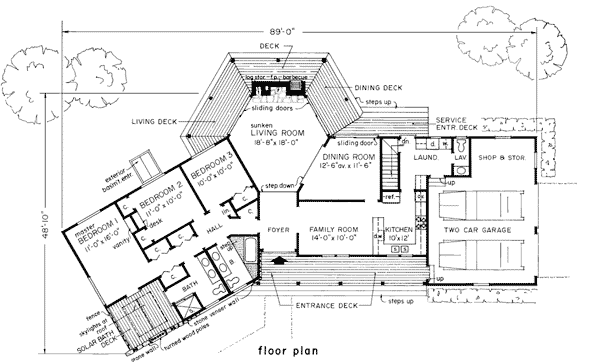 Bungalow One-Story Ranch Level One of Plan 99029