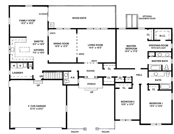 One-Story Ranch Level One of Plan 99052