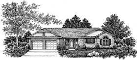 One-Story Ranch Elevation of Plan 99052