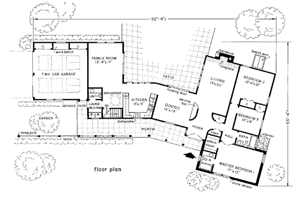 One-Story Ranch Level One of Plan 99054