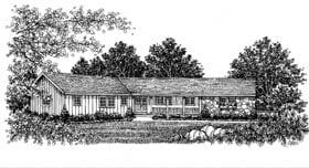 One-Story Ranch Elevation of Plan 99055