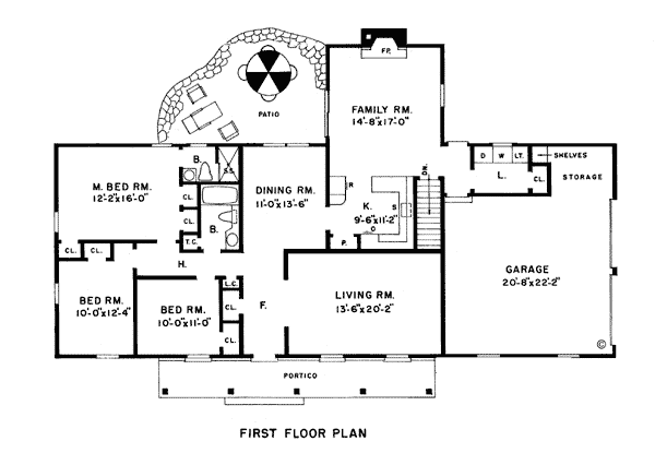 One-Story Ranch Level One of Plan 99057
