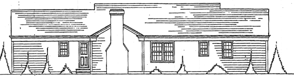 One-Story Ranch Rear Elevation of Plan 99057