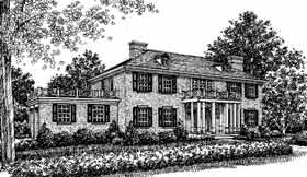 Colonial Southern Elevation of Plan 99058