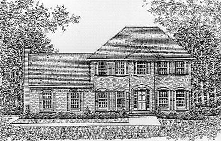 Colonial European Elevation of Plan 99080