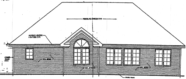 European One-Story Rear Elevation of Plan 99081