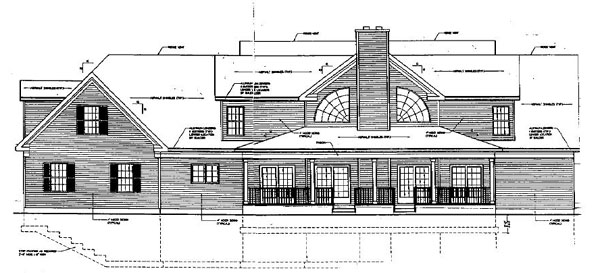 Bungalow Country Rear Elevation of Plan 99087