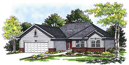 One-Story Ranch Traditional Elevation of Plan 99104