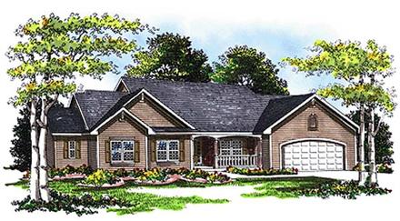 One-Story Ranch Traditional Elevation of Plan 99105