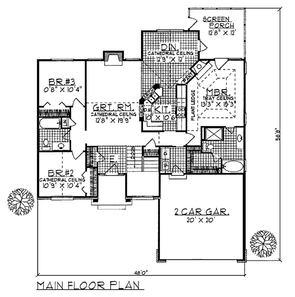 European One-Story Ranch Level One of Plan 99106