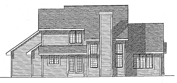 Country Traditional Rear Elevation of Plan 99132
