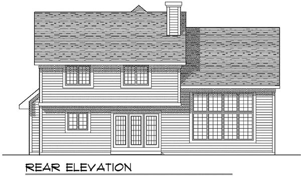Colonial Rear Elevation of Plan 99137