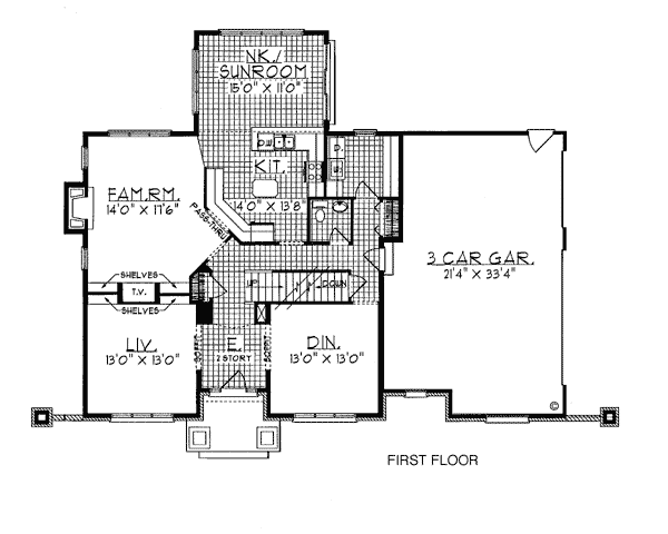 Bungalow Colonial Level One of Plan 99144