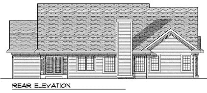 European One-Story Ranch Rear Elevation of Plan 99154