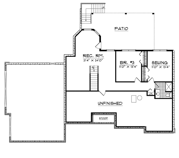 Ranch Lower Level of Plan 99157