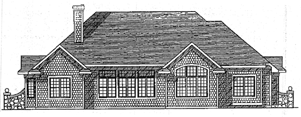 Bungalow One-Story Rear Elevation of Plan 99162