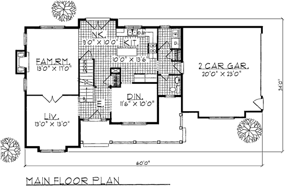 Bungalow Country European Level One of Plan 99164