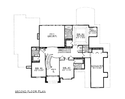 House Plan 99170 Second Level Plan