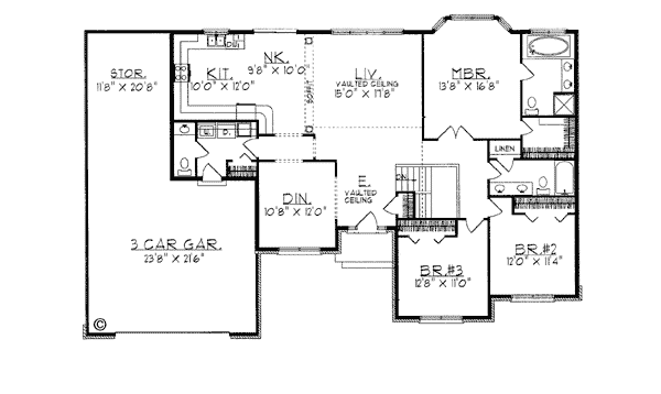 Bungalow One-Story Ranch Level One of Plan 99174