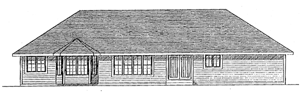 Bungalow One-Story Ranch Rear Elevation of Plan 99174