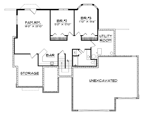 Country Farmhouse Lower Level of Plan 99184